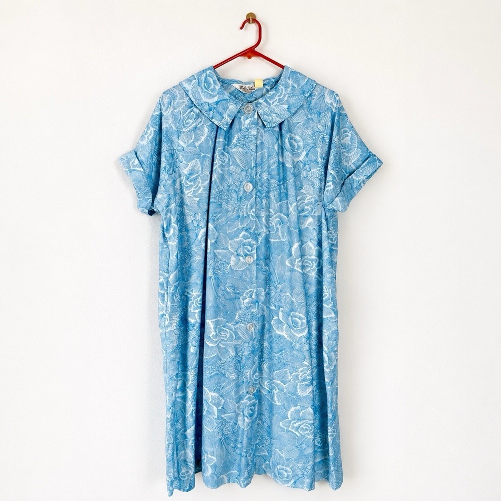 Vintage 50's Dela-Ann Loungewear Chore Dress House Coat Granny Core Robe Sz L XL